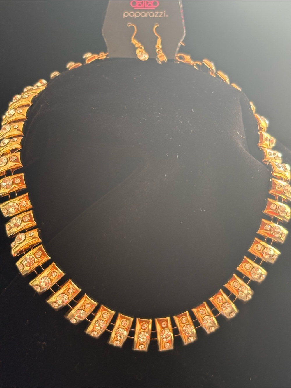 paparazzi Silver -Tone Crystal Collar Necklace with Matching Earrings